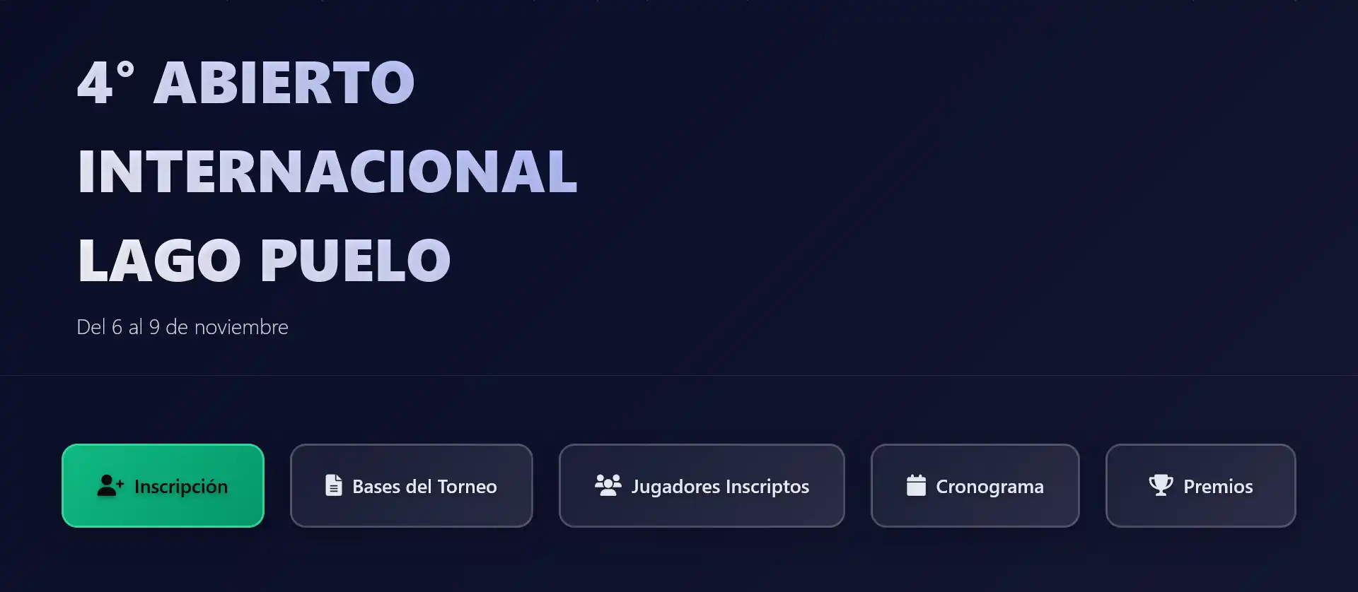 Pagina web para evento de ajedrez: 4° Abierto Internacional Lago Puelo