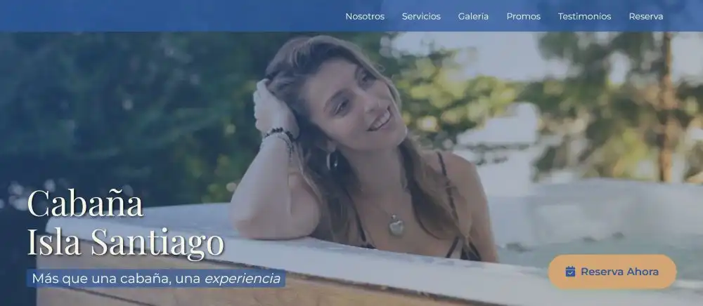 Landing page de Cabaña Isla Santiago